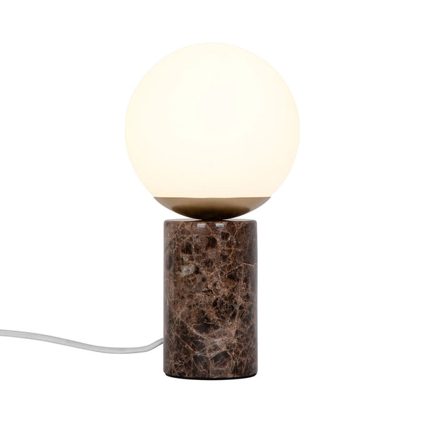 Lilly Marble Table Lamp In Brown with Opal Glass Shades