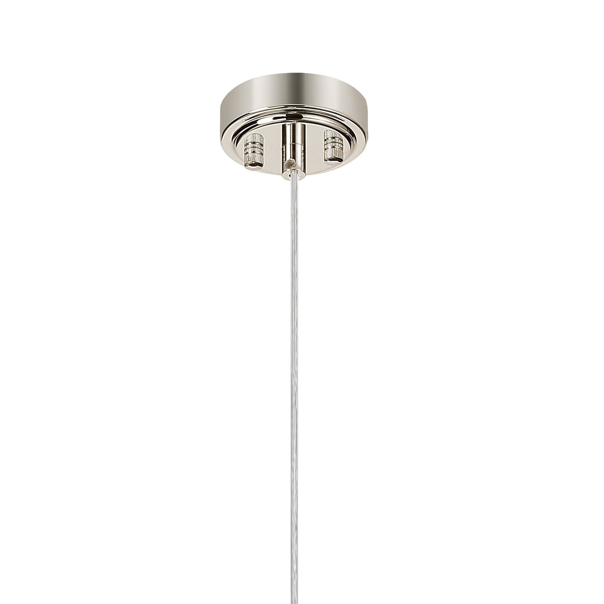 Loughton IP44 Single Drop Pendant in Polished Nickel with Dune Effect Round Glass Clear Diffuser