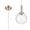 Loughton IP44 Single Drop Pendant in Polished Nickel with Swirl Round Glass Clear Diffuser