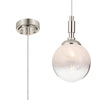 Loughton IP44 Single Drop Pendant in Polished Nickel with Two-Tone Snow Specks Round Glass White Diffuser