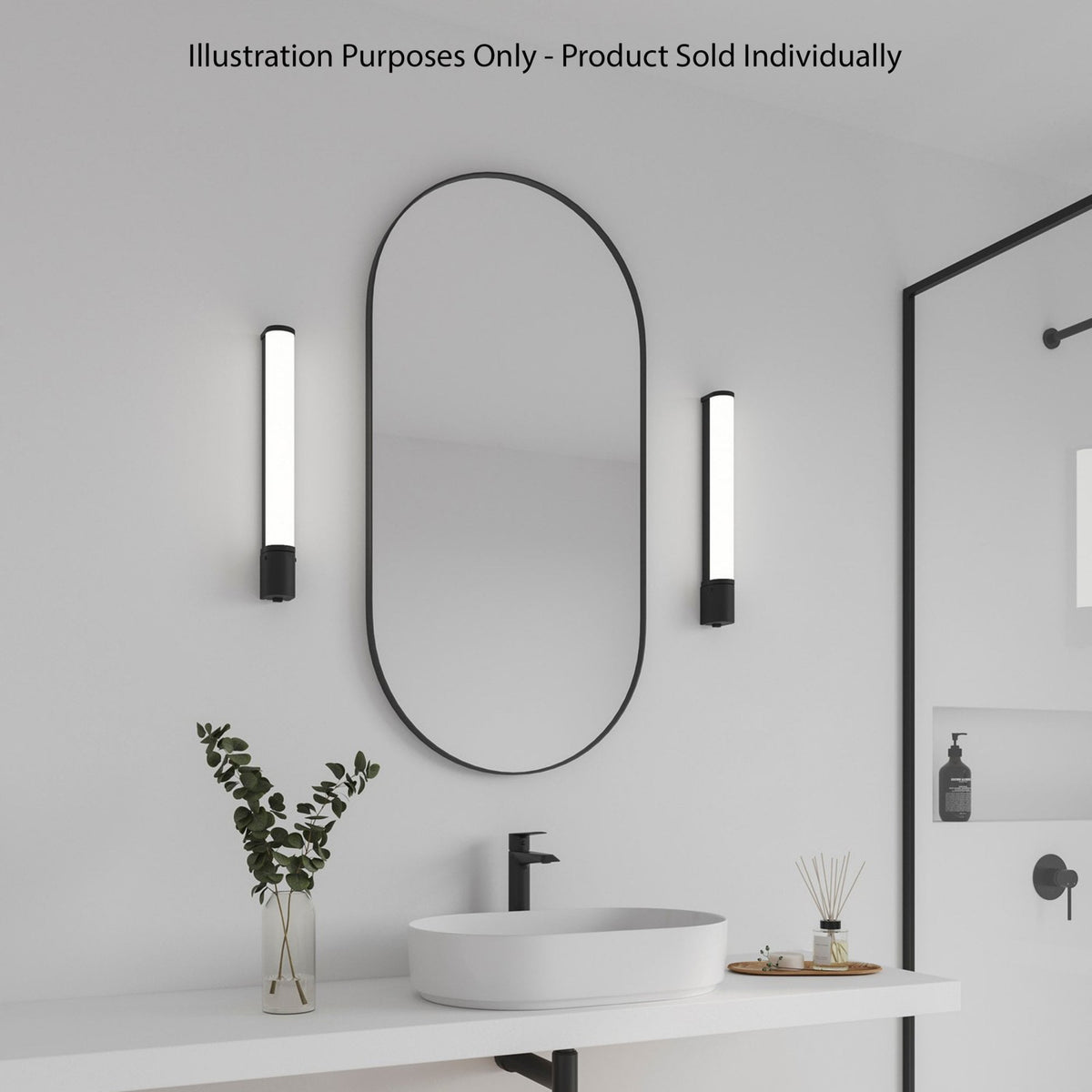 Malaika 49 IP44 LED Bathroom Wall Light In Black with Opal Diffuser