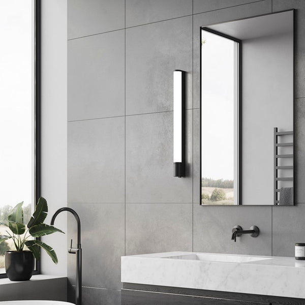 Malaika 68 IP44 LED Bathroom Wall Light In Black with Opal Diffuser