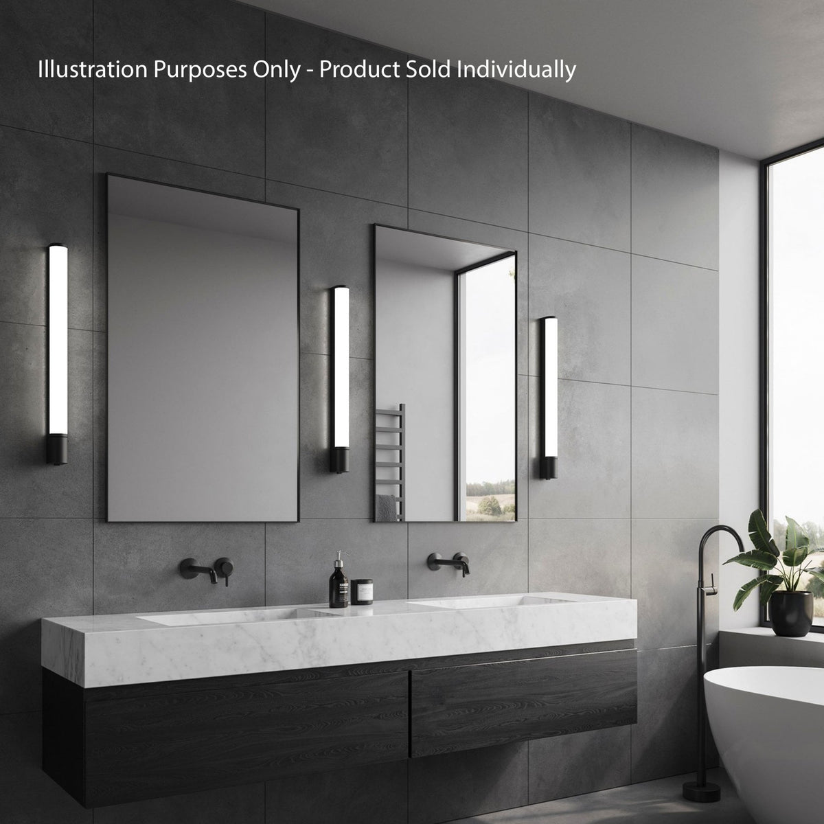 Malaika 68 IP44 LED Bathroom Wall Light In Black with Opal Diffuser