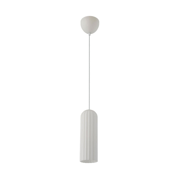 Miella White Pendant with Ribbed Opal Glass Shade