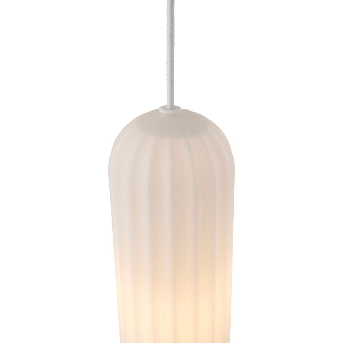 Miella White Pendant with Ribbed Opal Glass Shade