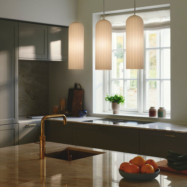 Miella White Linear Pendant with Ribbed Opal Glass Shade