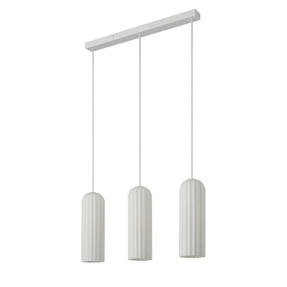 Miella White Linear Pendant with Ribbed Opal Glass Shade