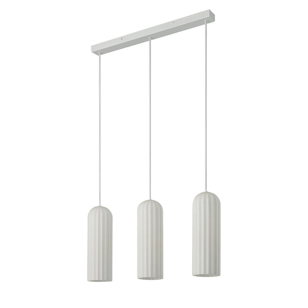 Miella White Linear Pendant with Ribbed Opal Glass Shade