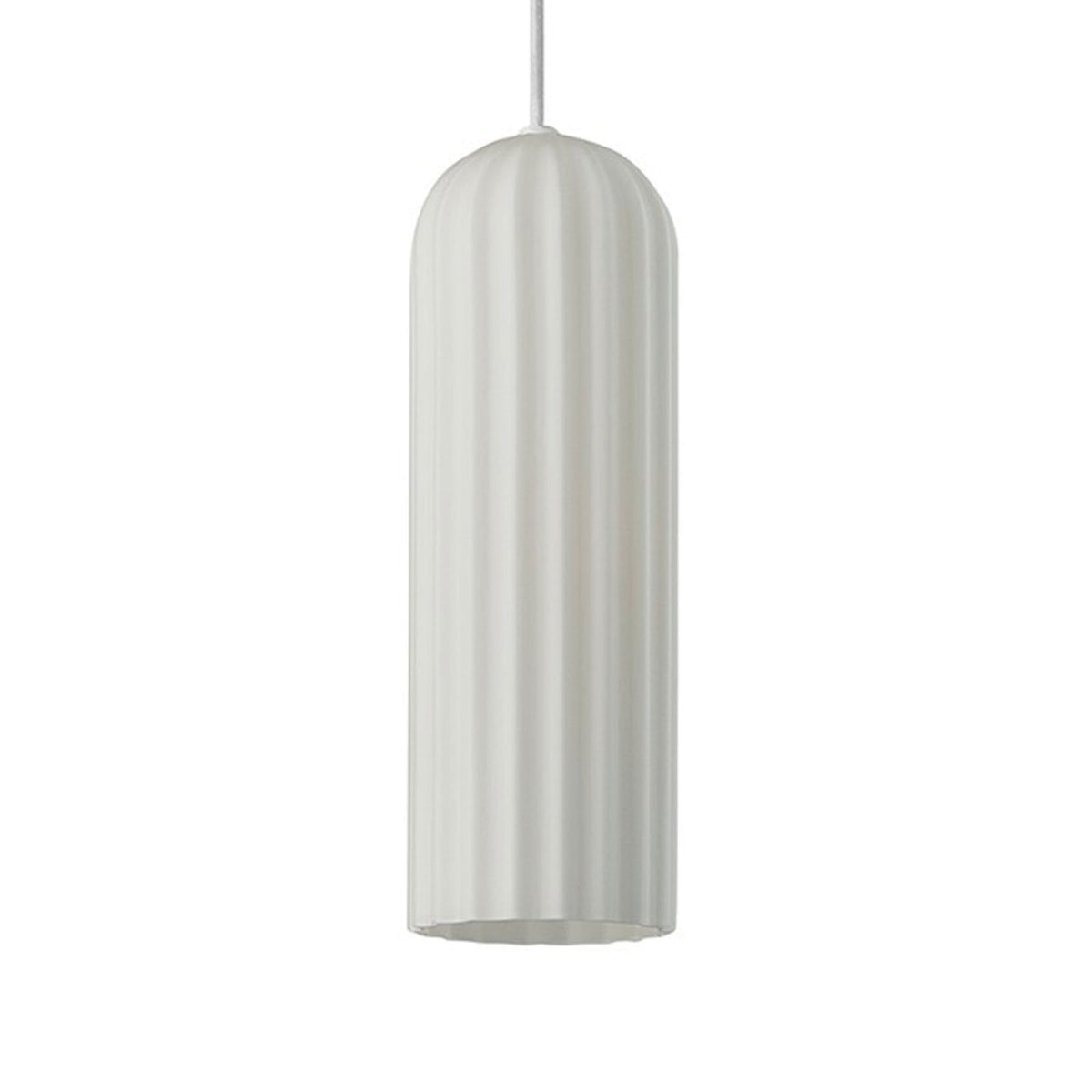 Miella White Linear Pendant with Ribbed Opal Glass Shade