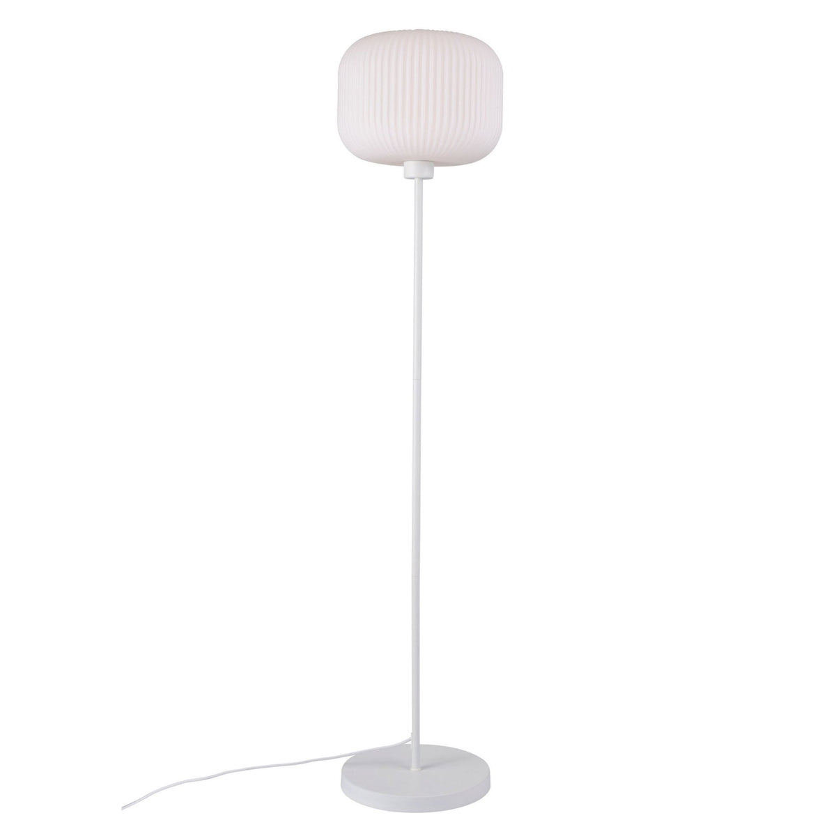 Milford Floor Lamp In White with Opal Glass Shades
