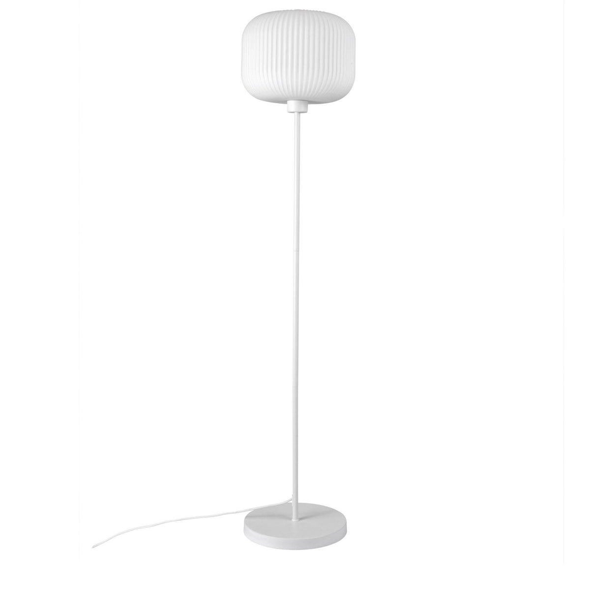 Milford Floor Lamp In White with Opal Glass Shades