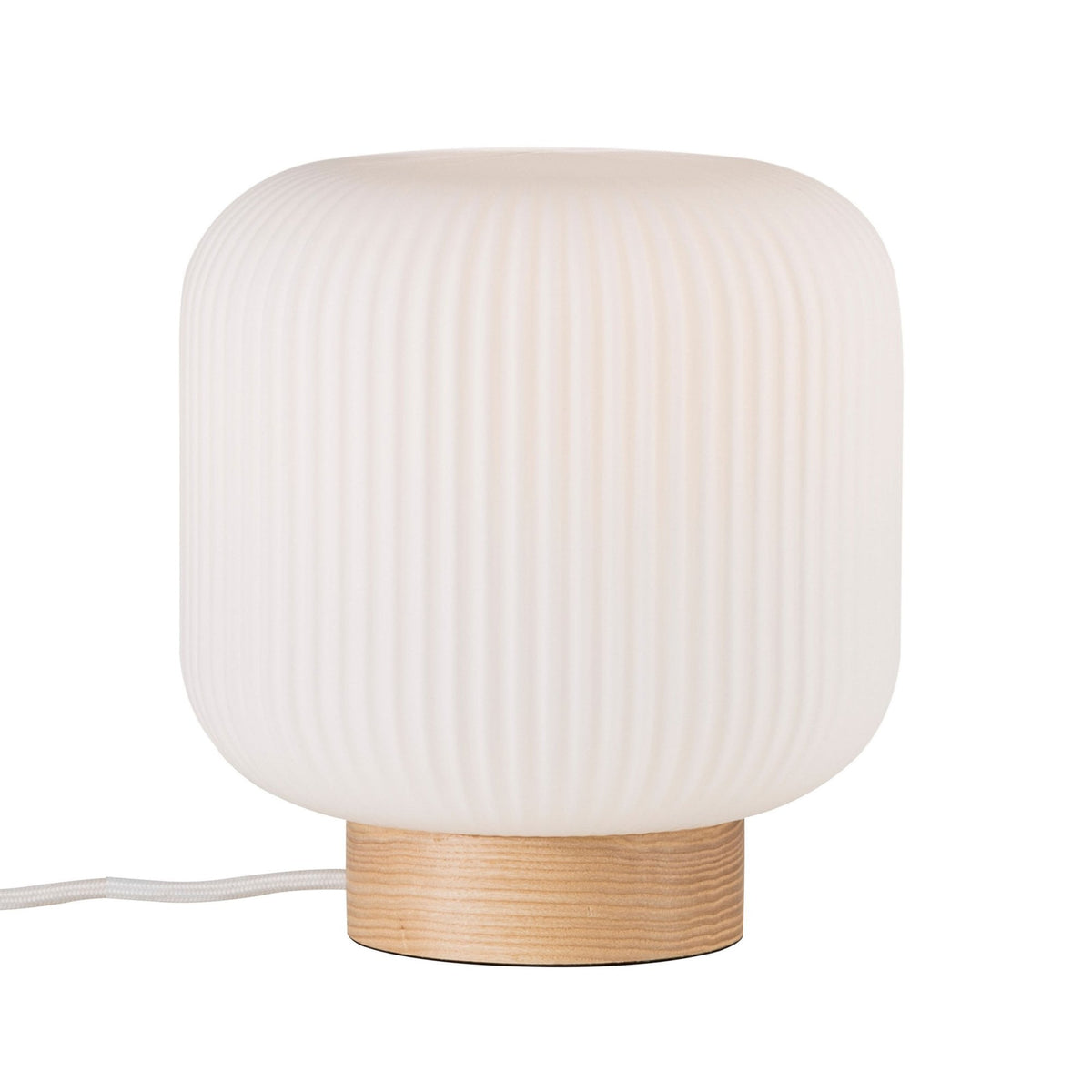Milford Ash Wood Table Lamp With Opal Glass Shade