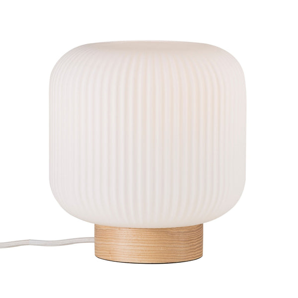 Milford Ash Wood Table Lamp With Opal Glass Shade