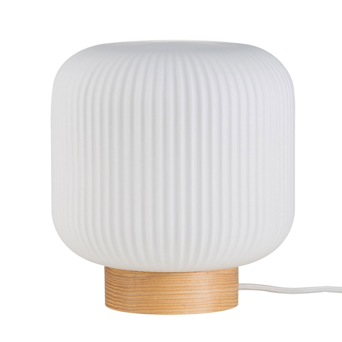 Milford Ash Wood Table Lamp With Opal Glass Shade