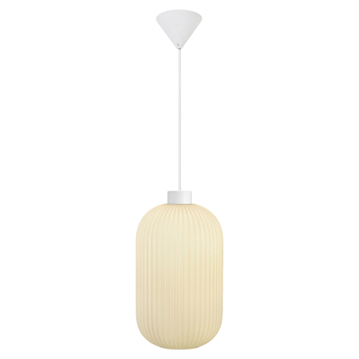 Milford 20 Pendant in White with Ribbed Opal Glass Shade
