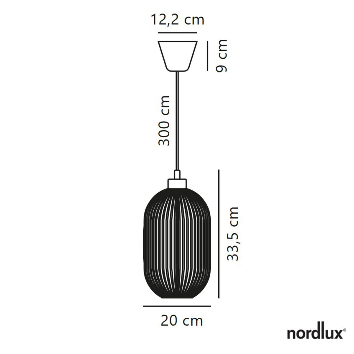 Milford 20 Pendant in White with Ribbed Opal Glass Shade