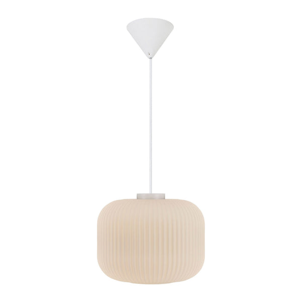 Milford 30 Pendant in White with Ribbed Opal Glass Shade