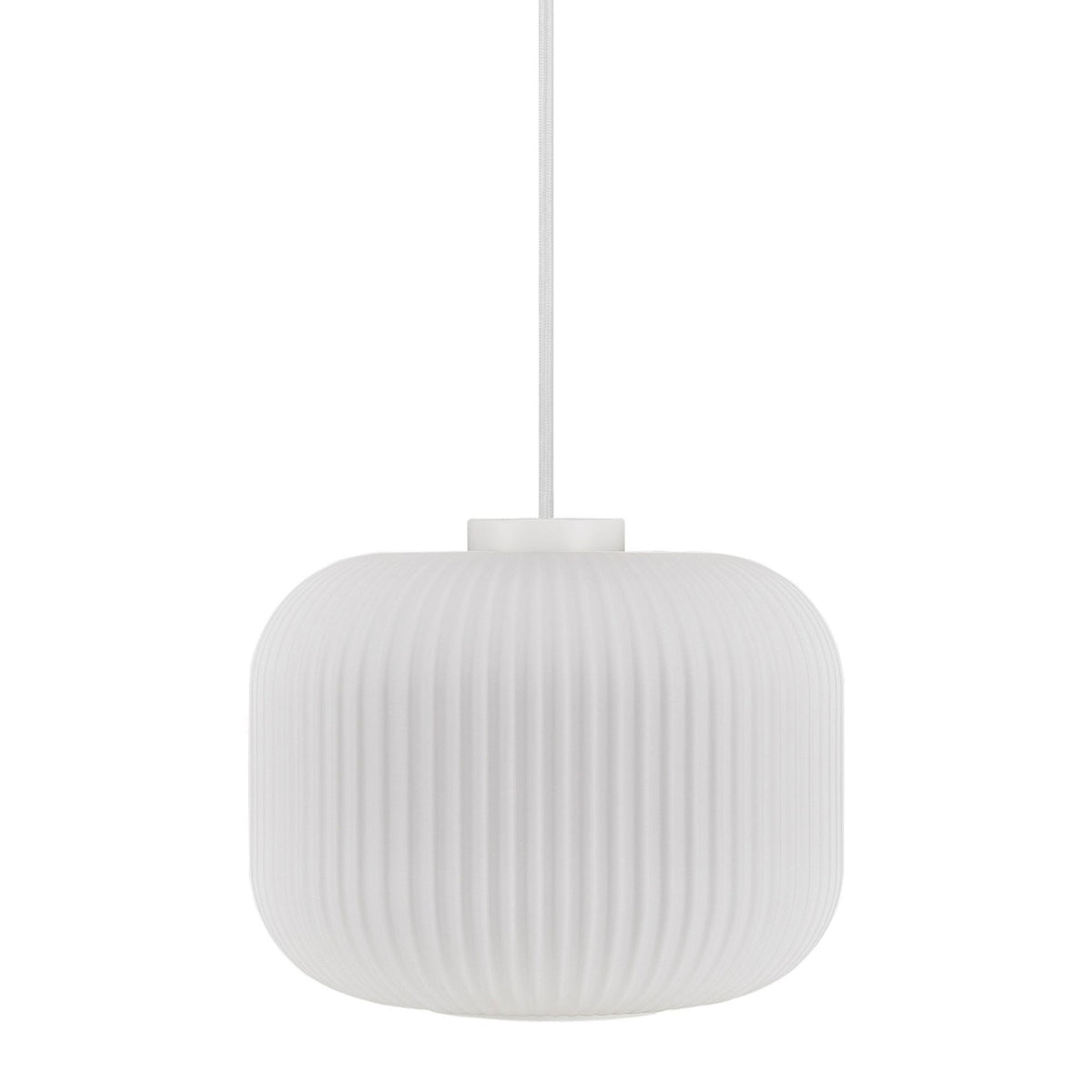 Milford 30 Pendant in White with Ribbed Opal Glass Shade