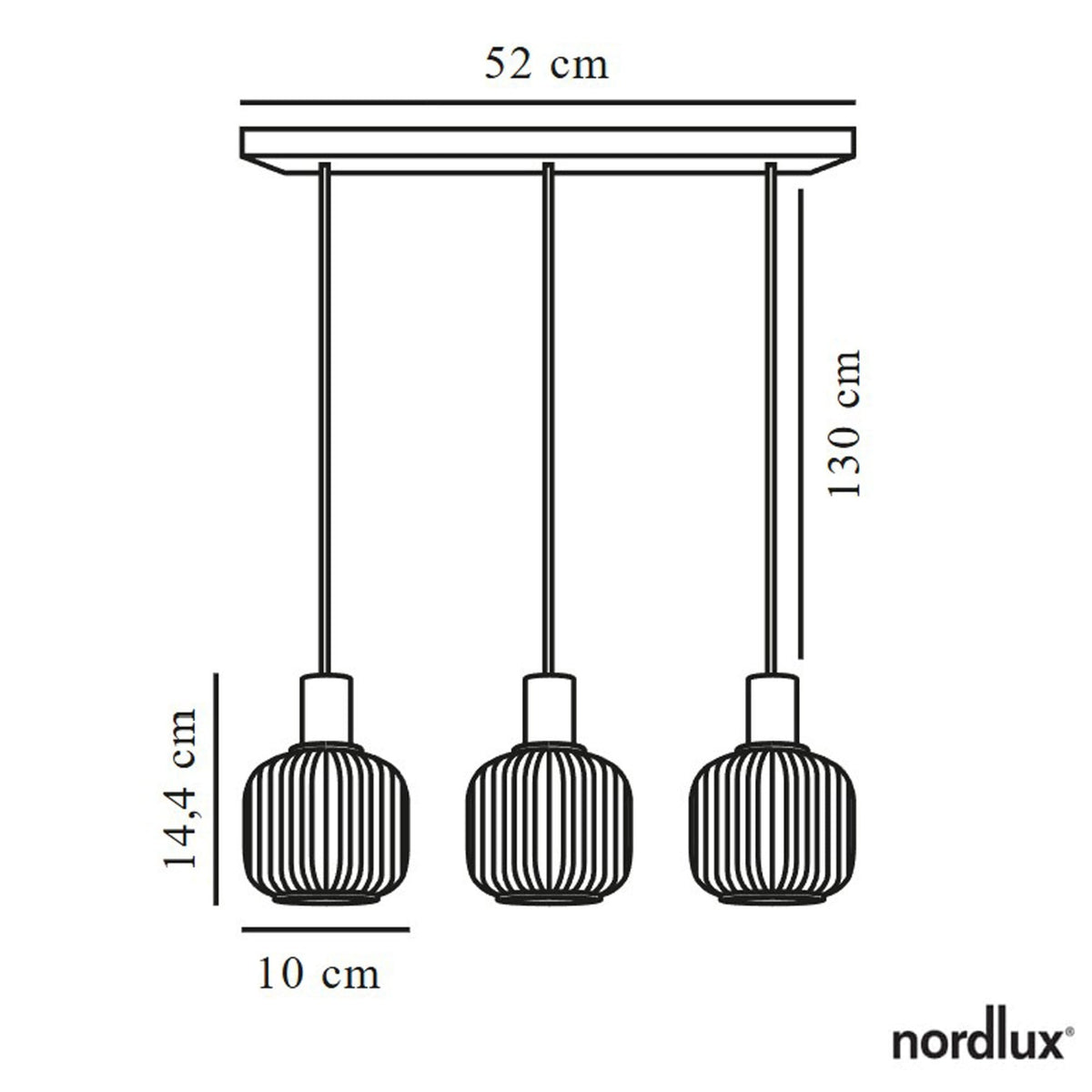 Milford Mini Linear Pendant in Black with Ribbed Opal Glass Shades
