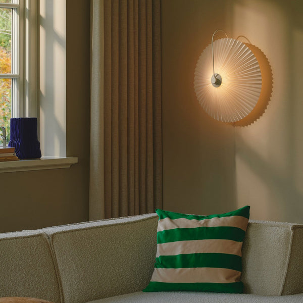 Nadia Plugged Wall Light In White with Pleated Shade