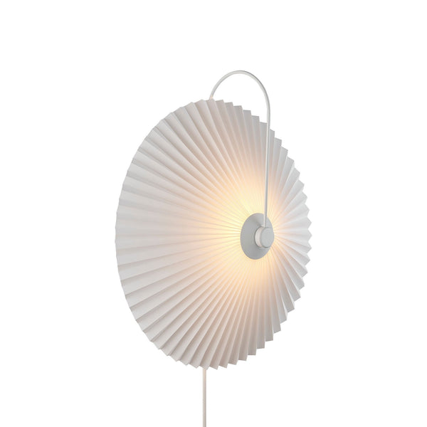 Nadia Plugged Wall Light In White with Pleated Shade