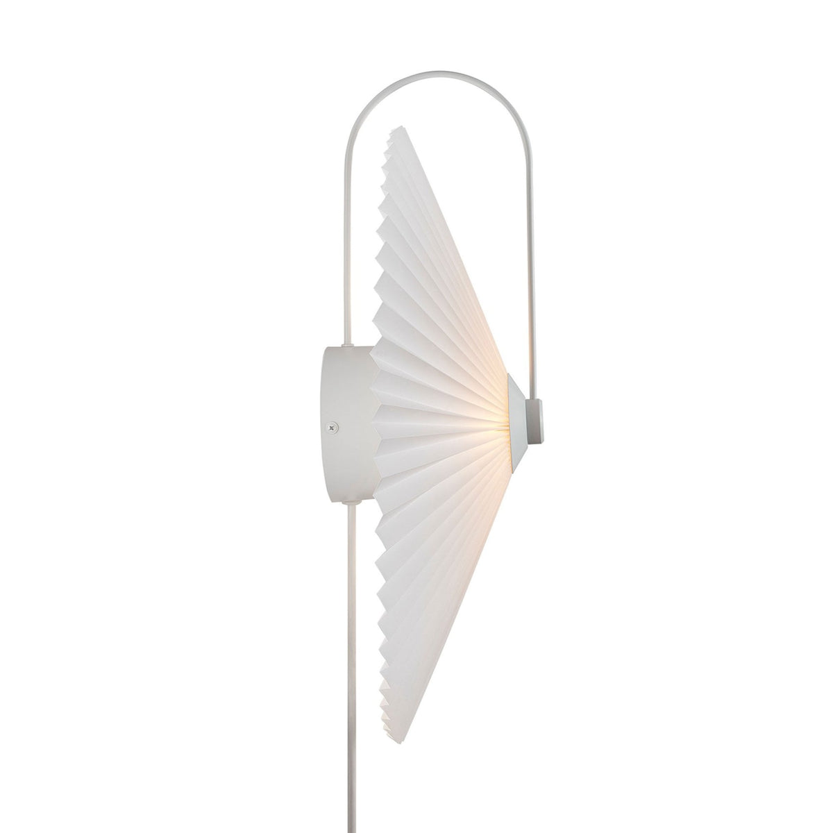 Nadia Plugged Wall Light In White with Pleated Shade