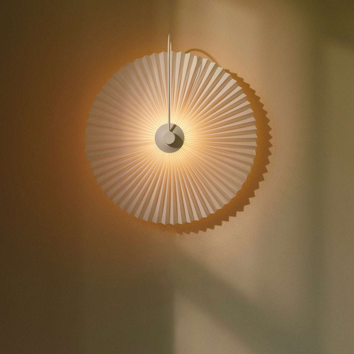 Nadia Plugged Wall Light In White with Pleated Shade