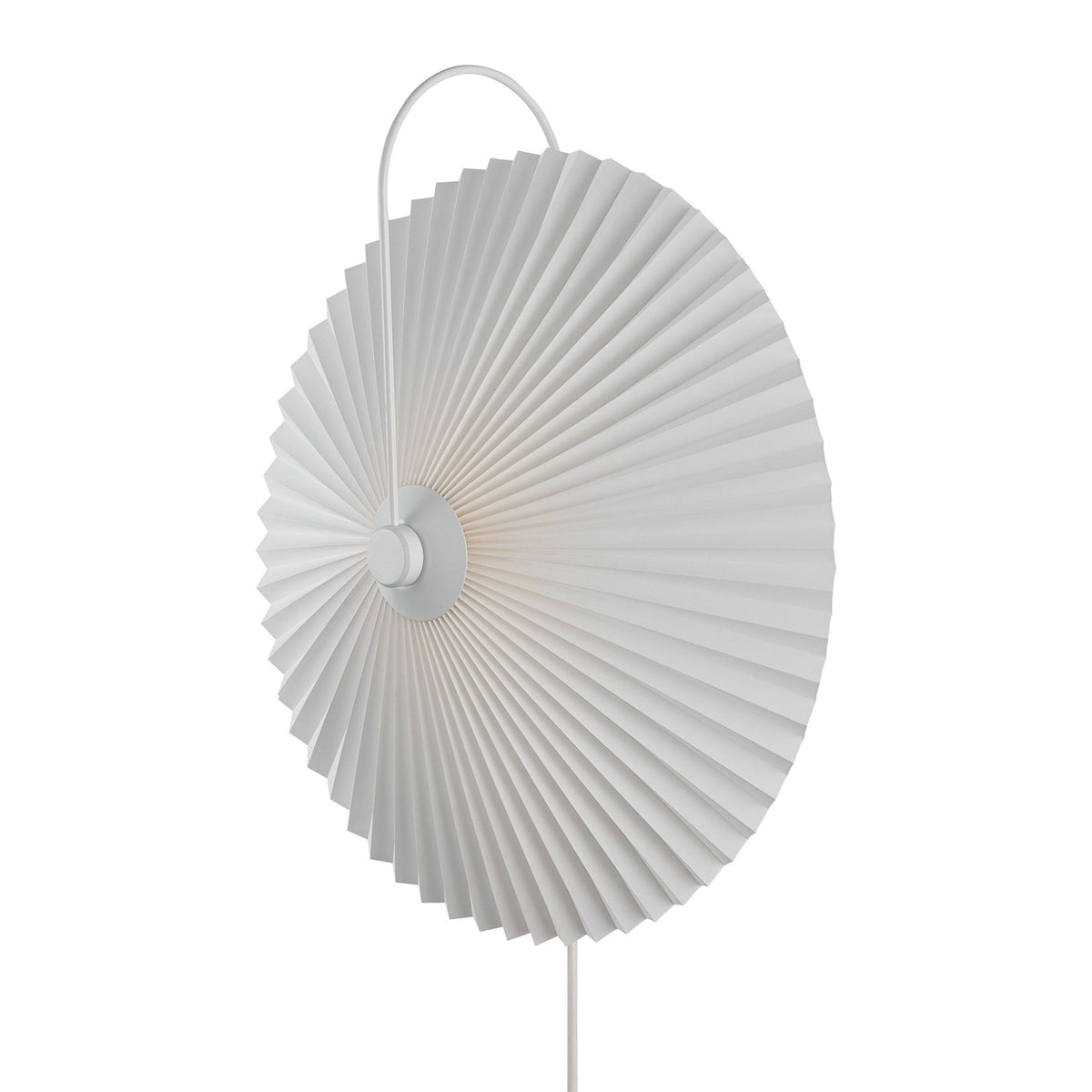 Nadia Plugged Wall Light In White with Pleated Shade