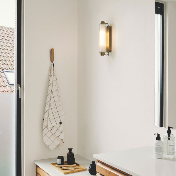 Nimal IP44 Bathroom Wall Light in Brass with Opal Diffuser