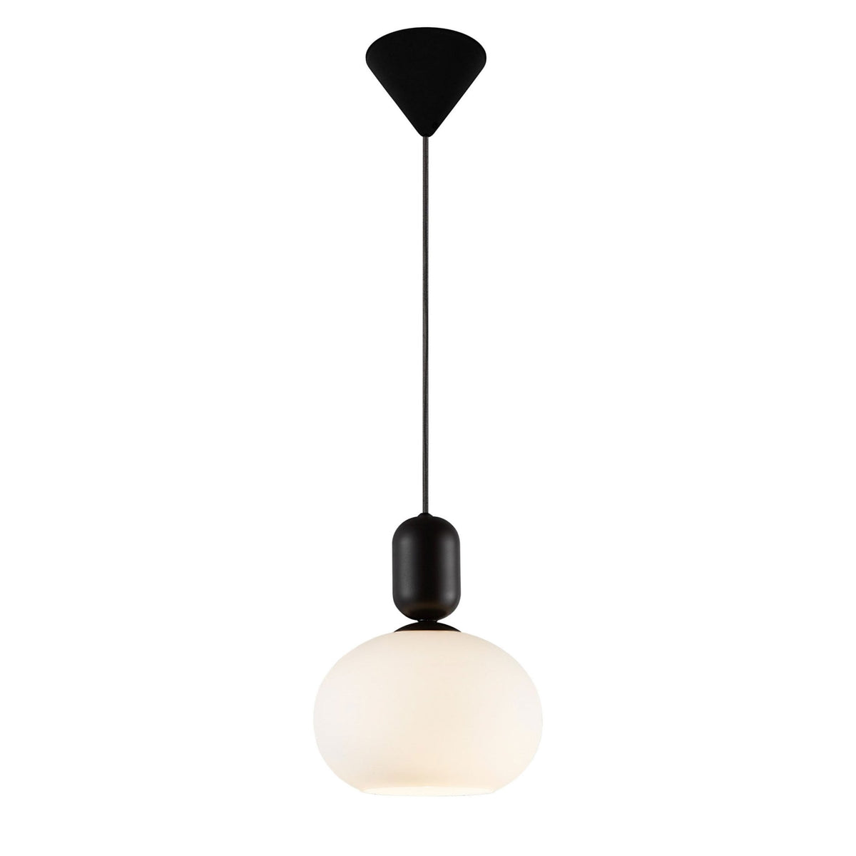 Notti 20 Pendant in Black with Opal Glass Shade