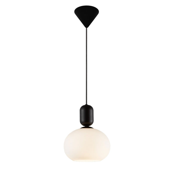 Notti 20 Pendant in Black with Opal Glass Shade