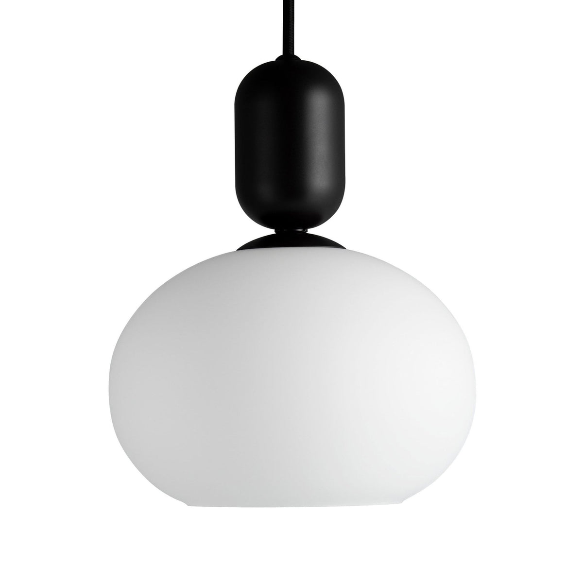 Notti 20 Pendant in Black with Opal Glass Shade