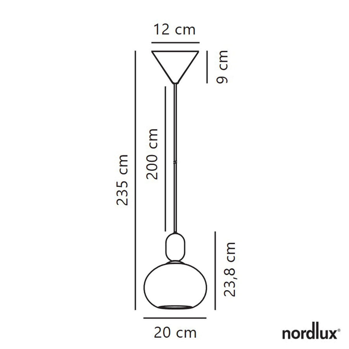 Notti 20 Pendant in Black with Opal Glass Shade