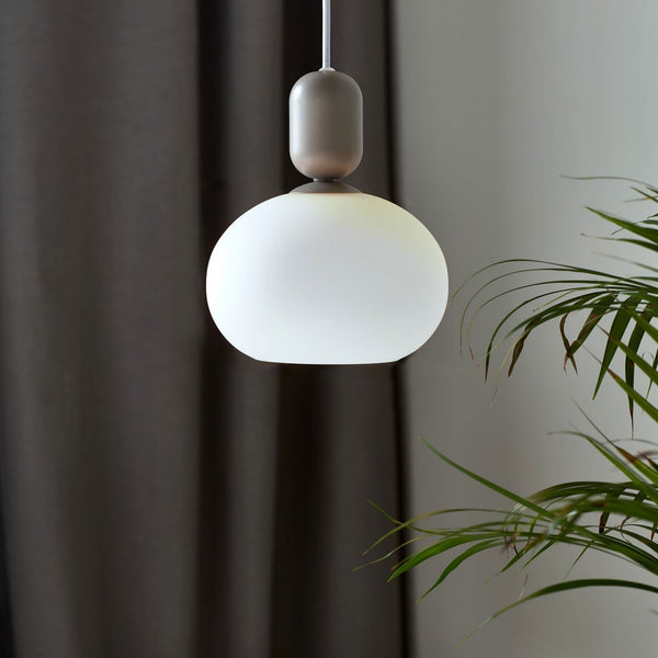 Notti 20 Pendant in Grey with Opal Glass Shade