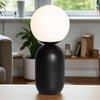 Notti Table Lamp in Black with Opal Glass Shade