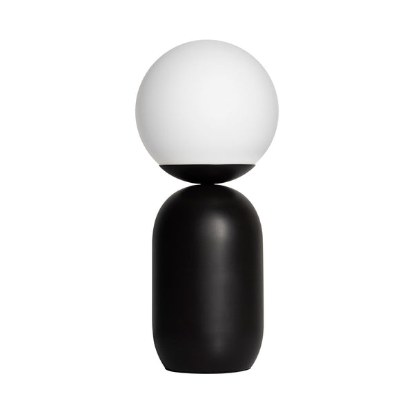 Notti Table Lamp in Black with Opal Glass Shade