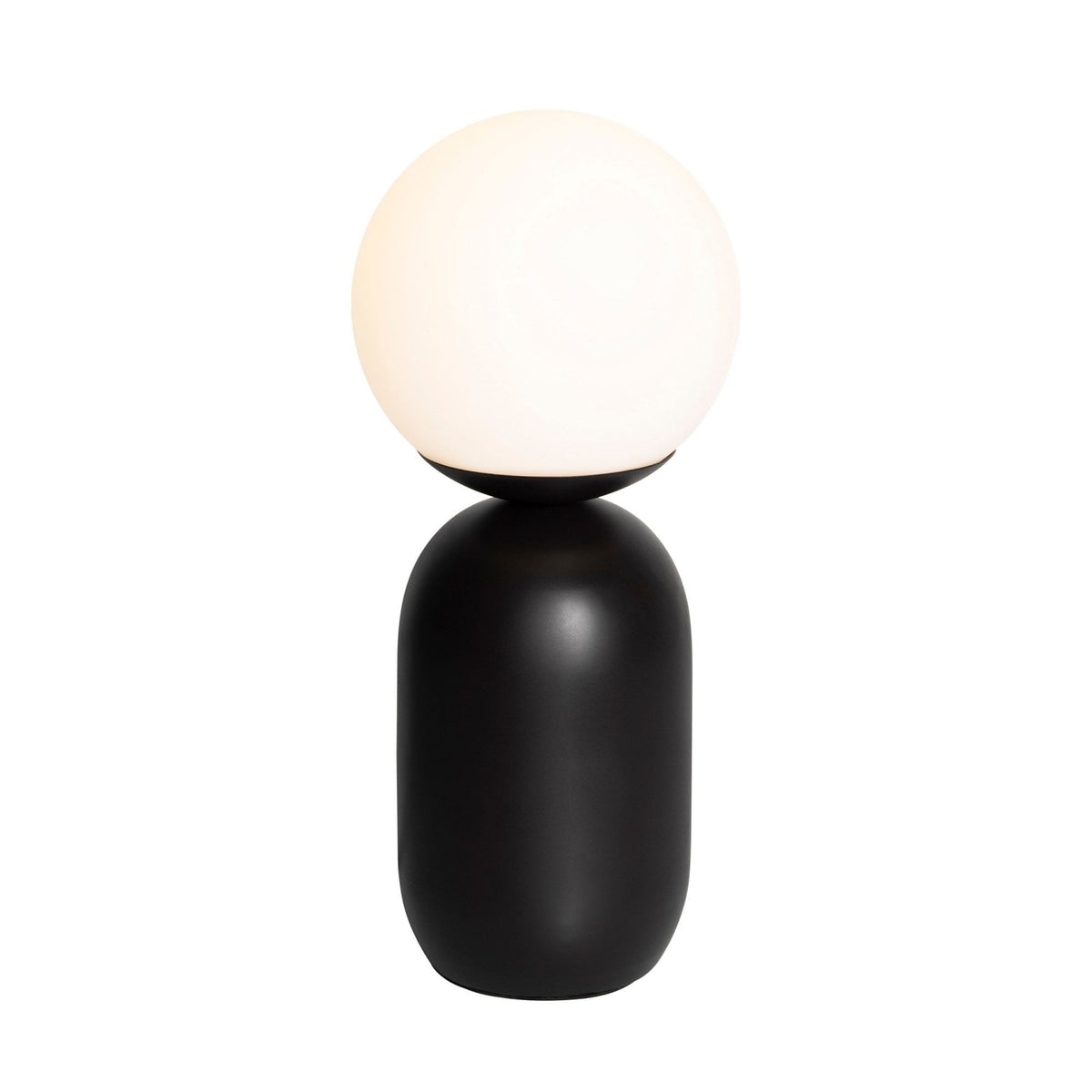 Notti Table Lamp in Black with Opal Glass Shade