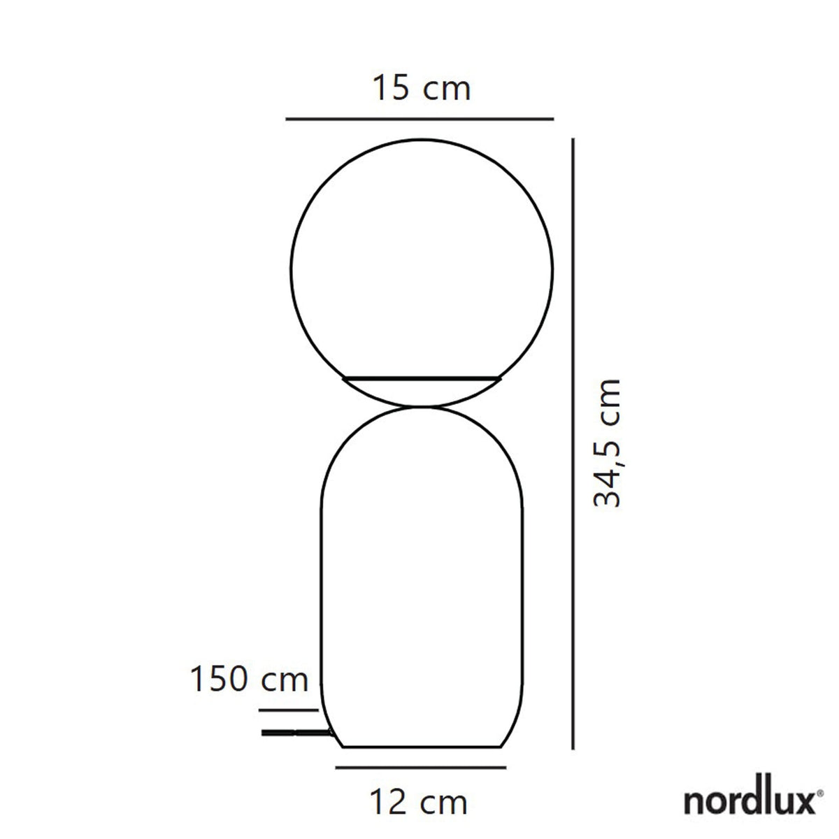 Notti Table Lamp in Black with Opal Glass Shade