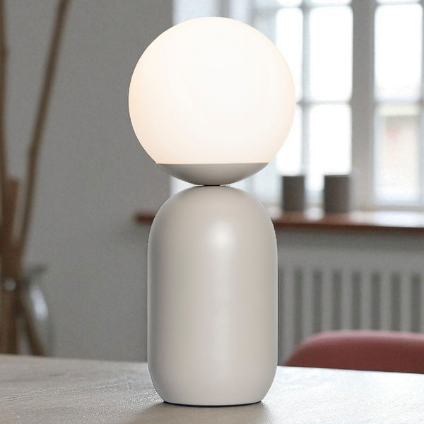 Notti Table Lamp in Grey with Opal Glass Shade
