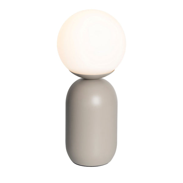 Notti Table Lamp in Grey with Opal Glass Shade