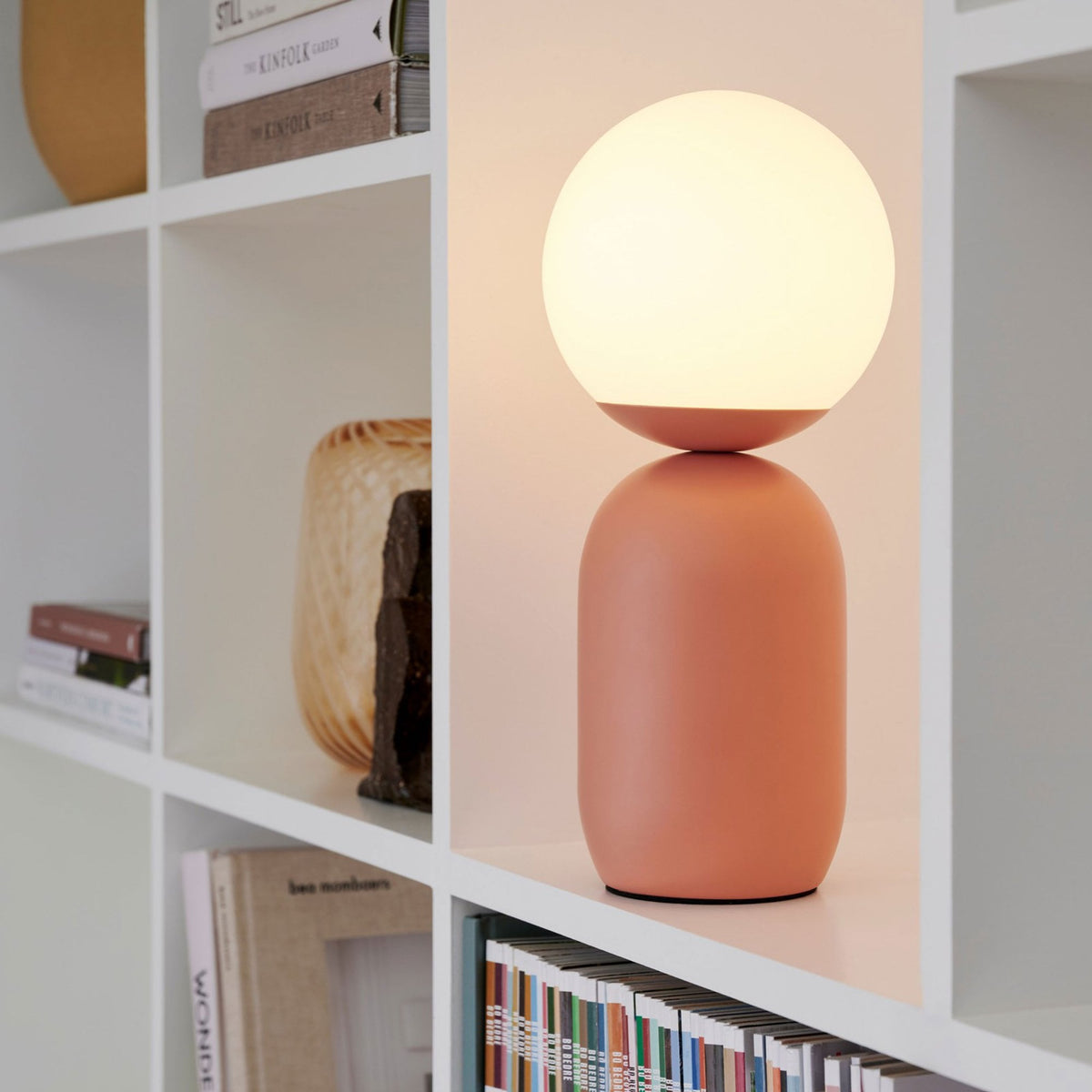 Notti Table Lamp in Terracotta Finish with Opal Glass Shade