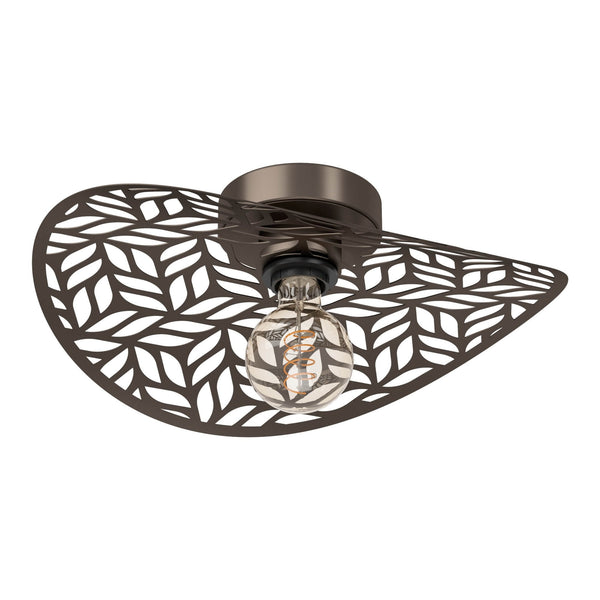 Swaby Large 400mm Steel Ceiling Light in Rustic Bronze with Leaf-Cut Design