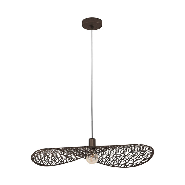 Swaby Single Drop Extra Large 800mm Pendant Light in Brushed Bronze with Leaf-Cut Design