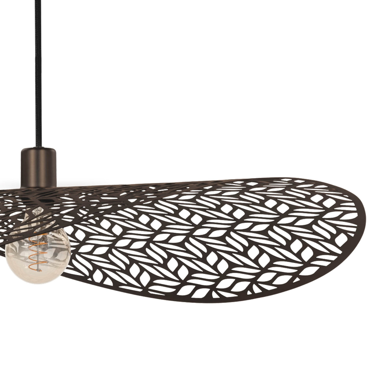 Swaby Single Drop Extra Large 800mm Pendant Light in Brushed Bronze with Leaf-Cut Design