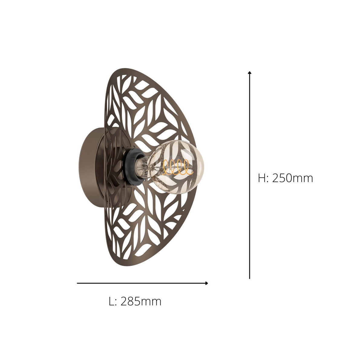 Swaby Wall Light in Dark Brown with Leaf-Cut Design