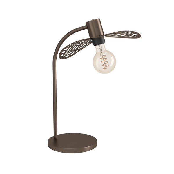Swaby Table Lamp in Dark Brown with Leaf-Cut Design