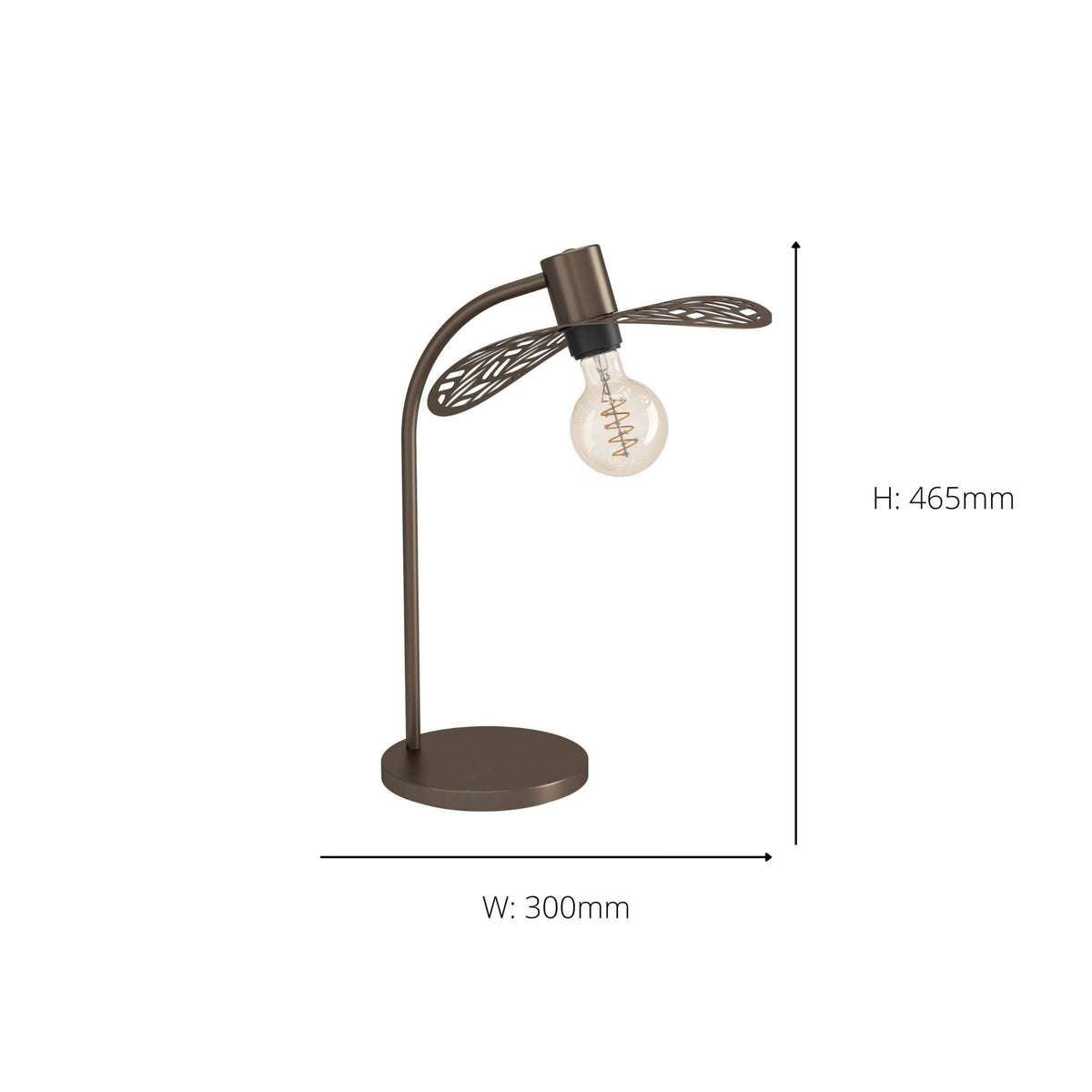 Swaby Table Lamp in Dark Brown with Leaf-Cut Design