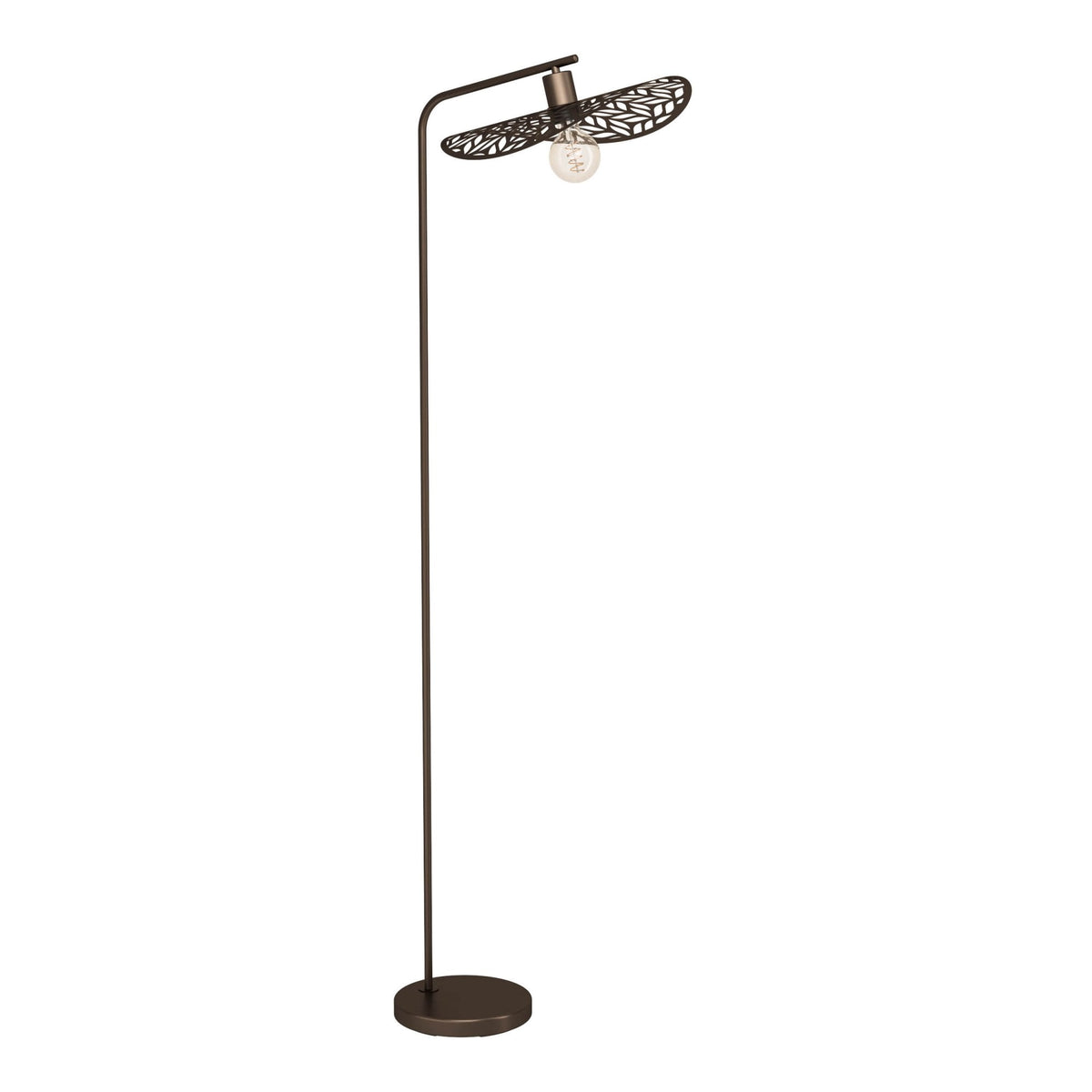 Swaby Floor Lamp in Dark Brown with Leaf-Cut Design