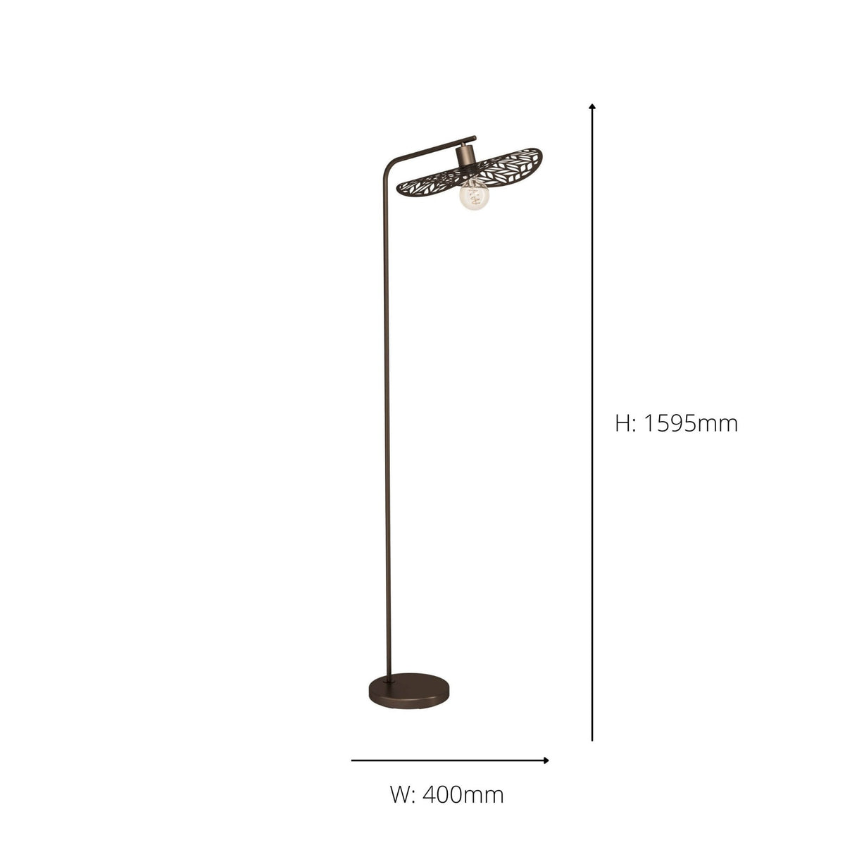 Swaby Floor Lamp in Dark Brown with Leaf-Cut Design