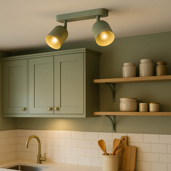 Tilston Minimalist Two Lamp Bar Spotlight in Green
